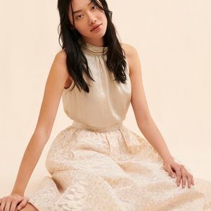 Anthropologie Pankaj & Nidhi Burnout Shimmer Maxi Skirt, Large; NWT